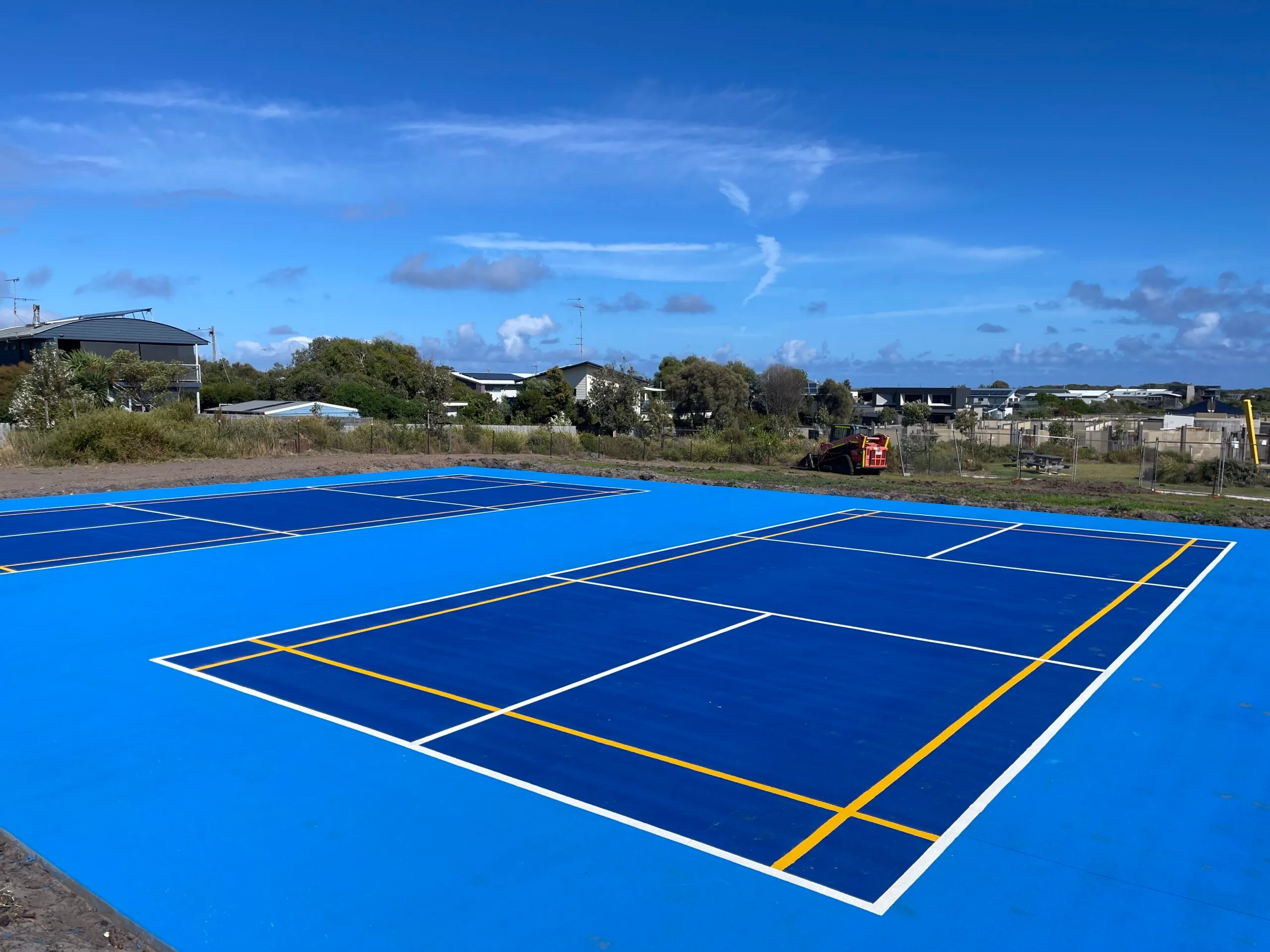 New line marking for blue pickle ball court